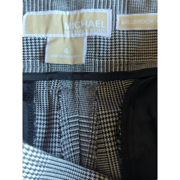 Michael Kors 4 Black & White Plaid Straight Fit Wide Leg Dress Pants Classic - Picture 4 of 9